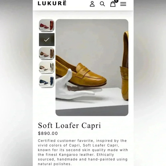 $890 LUKURE Hand crafted/painted in Italy soft Capri Kangaroo leather loafer 36 - Picture 12 of 12